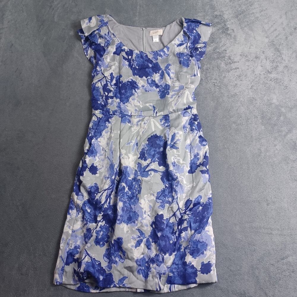 LOFT Floral Sleeveless Dress Womens‎ Size 4 Blue
